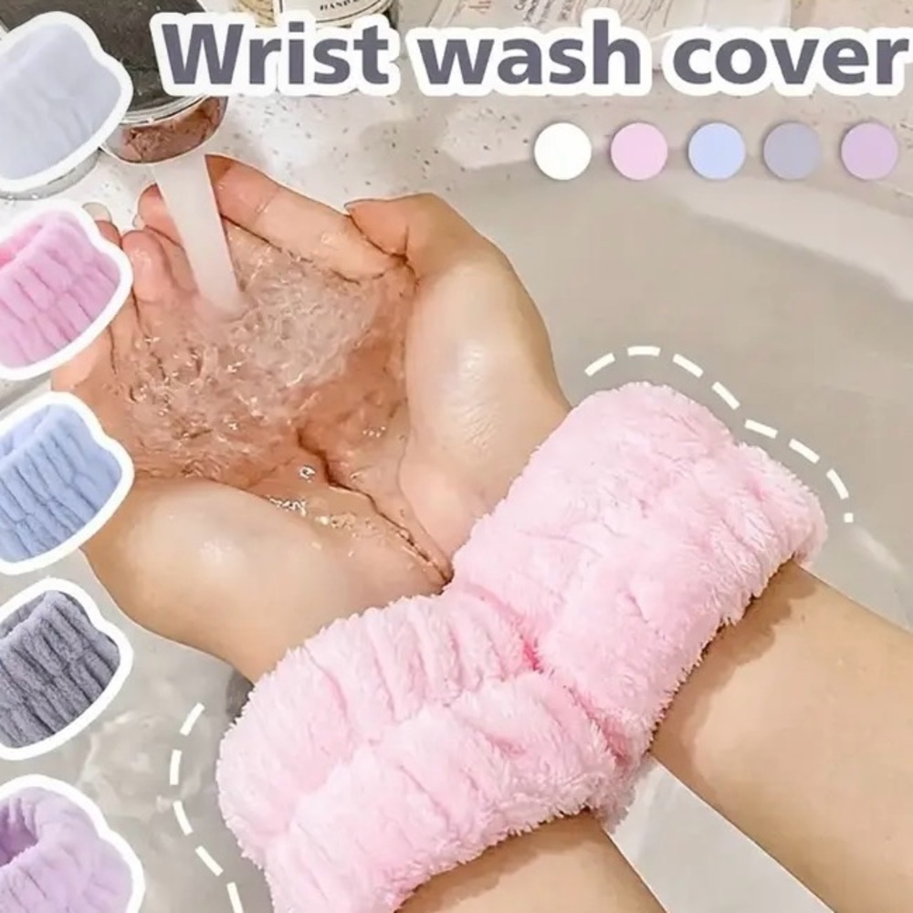 Wrist bands for face washing set of two fuzzy bands in color of your choice